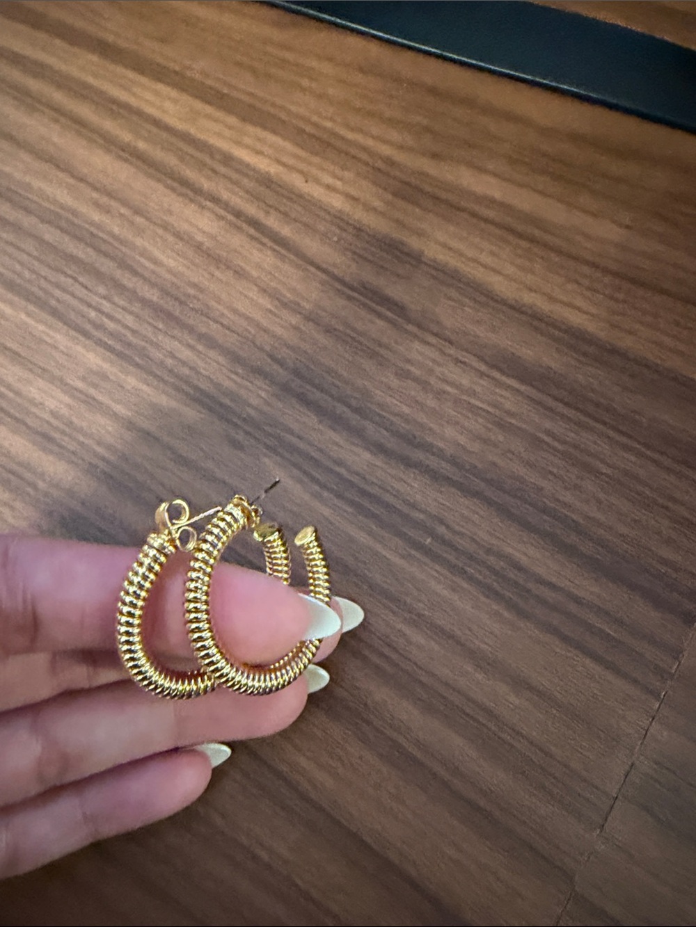 Gold Textured Hoop Earrings - Women Jewelry- never worn